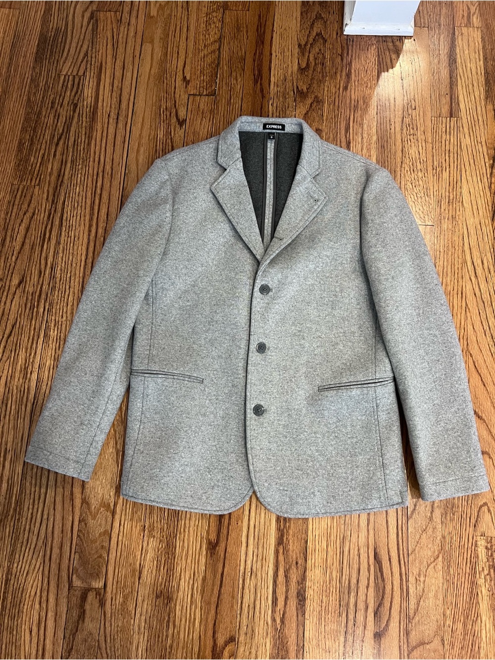 Express Men’s Suit Jacket Blazer Wool Blend Heavy Soft Slim Grey Size Medium
